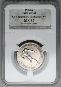 4895. 20.000zł 1993 Lillehammer w opakowaniu PGM