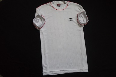 DIESEL koszulka biała paski sportowa logowana____L