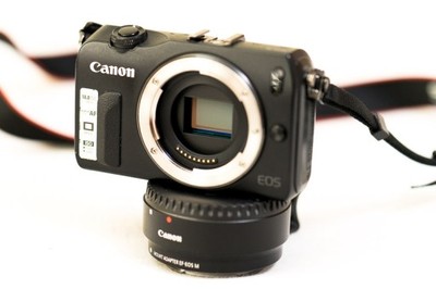 Canon eos-m, pudełko, papiery, oryginalny adapter