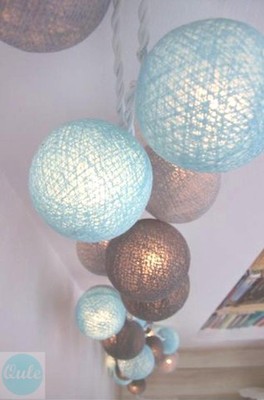 Turkus i Szary lampki cotton ball lights PROMOCJA