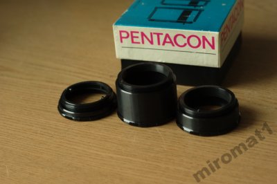 Nowe pierścienie makro M42 Pentacon w kartonie.