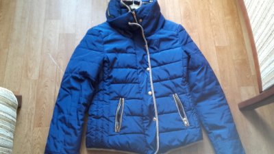 kurtka zimowa 38 niebieska futerko krótka +gratis
