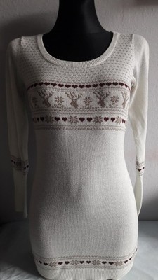 TERRANOVA świąteczny długi sweter w renifery S 36
