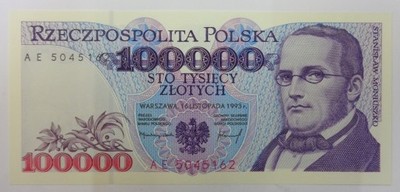 POLSKA - 100.000 ZŁOTYCH 1993 - AE / UNC / Piorku