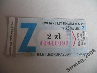 Bilet MPK Zduńska Wola 2 zł Linia Z Seria A ! - 5994230223 - oficjalne  archiwum Allegro