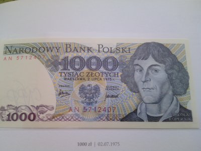 Polskie  Banknoty Obiegowe 1000zł 1975r UNC