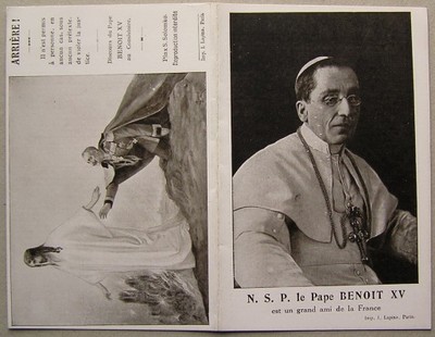 Ulotka propagandowa poparcie papieża Francja 1914.