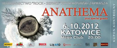 ANATHEMA - bilet na koncert - KATOWICE, 6.10.2012