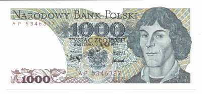 1000 zł 1975 seria AP - stan bankowy UNC