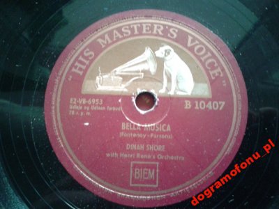 HMV B 10407 Dinah Shore - Bella Musica