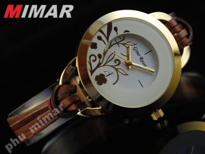 Piękny Zegarek Damski Gino Rossi 8974 ZŁOTY Rzemyk