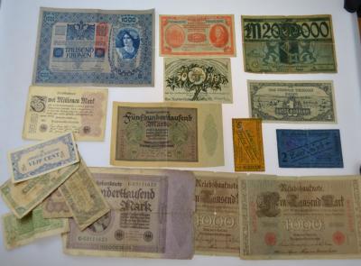 Stare Banknoty i Notgeldy 17 sztuk ciekawe BCM