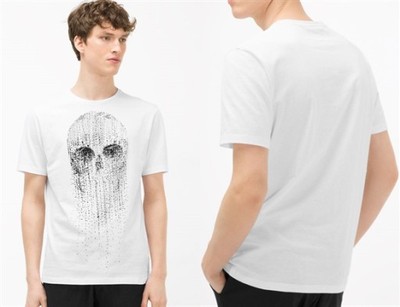 Zara Man Biały T-shirt z Czaszka M