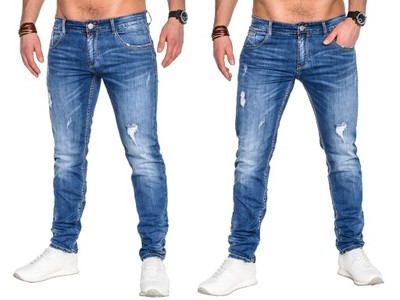 Spodnie jeansy męskie slim OMBRE P484 jeans 34