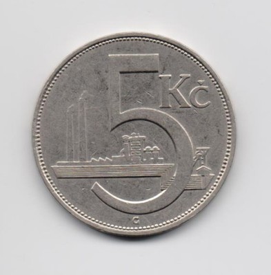 Czechosłowacja - moneta - 5 Koron 1938 r.