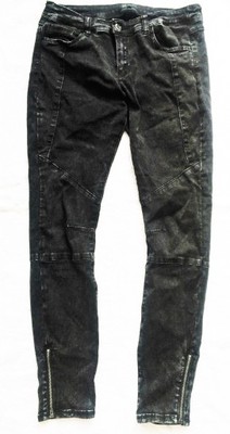 RESERVED jeansy marmurki zipy zamki 38 M hm ciemne
