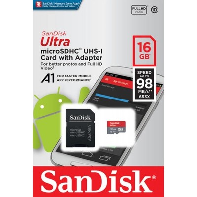 SANDISK ULTRA ANDROID micro SDHC 16 GB 98MB/s A1