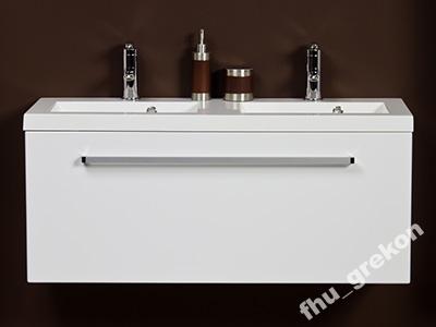Antado FDF biała szafka + podwójna umywalka 100cm - 3012976325 - oficjalne  archiwum Allegro