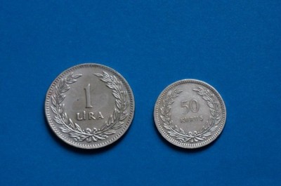 2 monety srebrne TURCJA 1947 r.