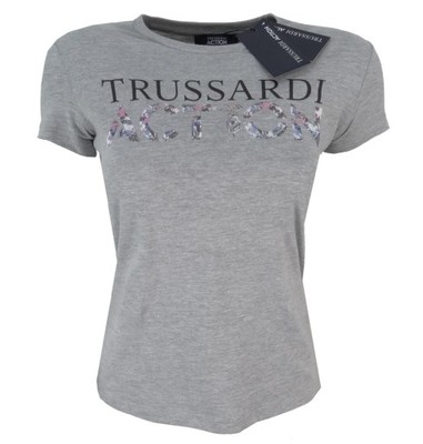 TRUSSARDI t-shirt damski, siwy XS/S - 6878540576 - oficjalne archiwum  Allegro