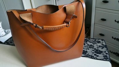 zara tan leather tote bag