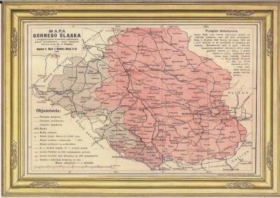 pocztówka GÓRNY ŚLĄSK MAPKA z 1904 reprint