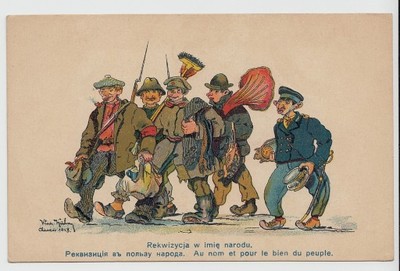 W.KUHN Karykatura Rosja Sowiecka Rekwizycja 1918