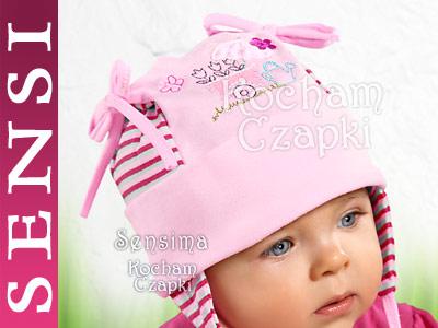 Wiosenne czapki niemowlęce czapka raster 42-44