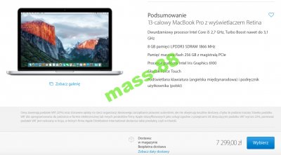 MacBook Pro Retina Force Touch 2016 8GB 256GB NOWY