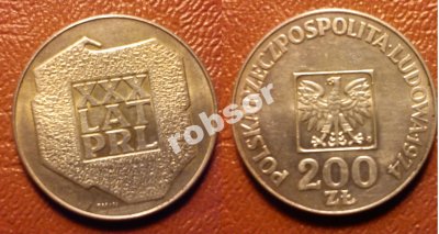 200 zł 1975 r XXX lat PRL - srebrna moneta - 6114913456 - oficjalne  archiwum Allegro