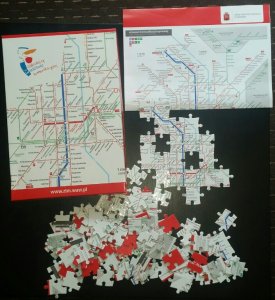 Puzzle ZTM Warszawa schemat komunikacji szynowej