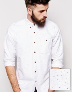 Koszula ASOS męska / biała nakrapiana / roz S