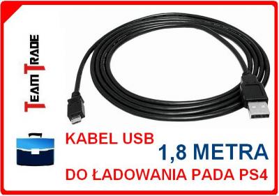 KABEL USB ŁADUJĄCY PADA PS4 - 1,8 METRA