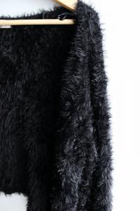 włochaty sweter oversize czarny rozpinany - 5082738539 - oficjalne archiwum  Allegro