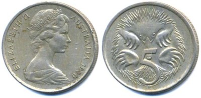 Australia 5 Cents 1980 r.