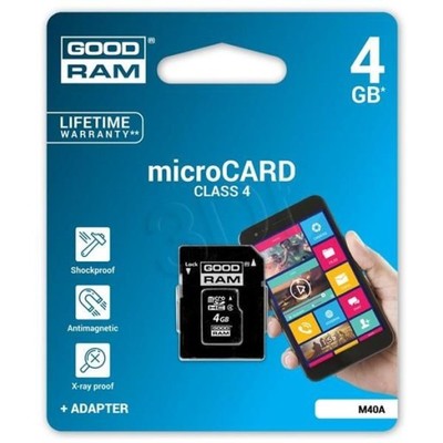 Goodram micro SDHC 4GB Class 4 +adapter