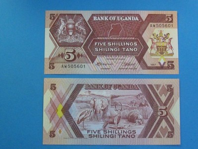 Uganda Banknot 5 Shillings 1987 P-27 UNC