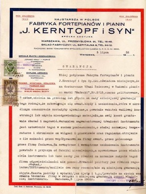 DRUK-GWARANCJA F-KA FORTEPIANÓW KERNTOPF WWA 1932