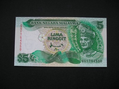 Malezja - 5 ringgit - 1995 - stan bankowy UNC
