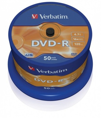 Płyty DVD-R Verbatim DVD-R 16x 4.7GB 50P CB