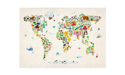 Mapa Świata Kreskówkowa 58 cm x 84cm