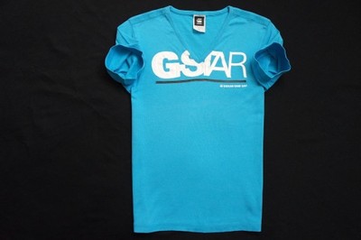 G-STAR RAW koszulka niebieska t-shirt nadruk_____S
