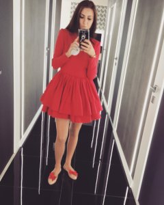 Piękna sukienka Lou noemi czerwień hit klasa - 6106902089 - oficjalne  archiwum Allegro