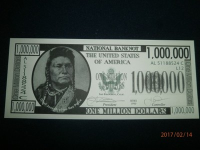 Banknot 1 000 000 dolarów, milion dolarów