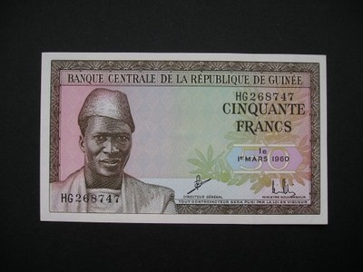 Gwinea - 50 franków - 1960 - stan bankowy UNC *