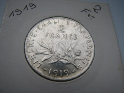 Francja - 2 Frank  - 1919 - srebro