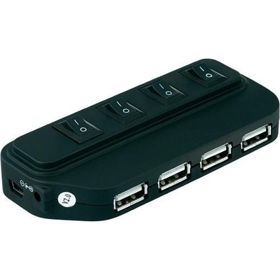 Hub USB 2.0 Conrad, 4 porty USB, czarny