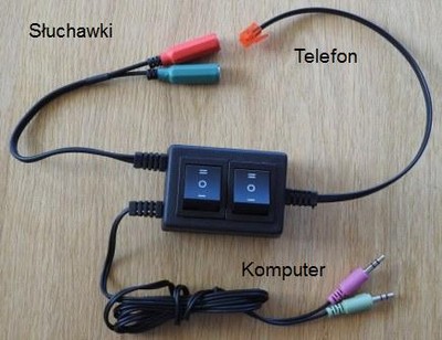Przełącznik - słuchawki z mic. telefon / komputer
