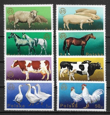 znaczki polskie 2231-38 zwierzęta gospodarskie