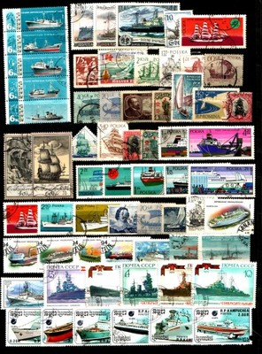 Statki, okręty, żaglowce - mix, ponad 60 znaczków
